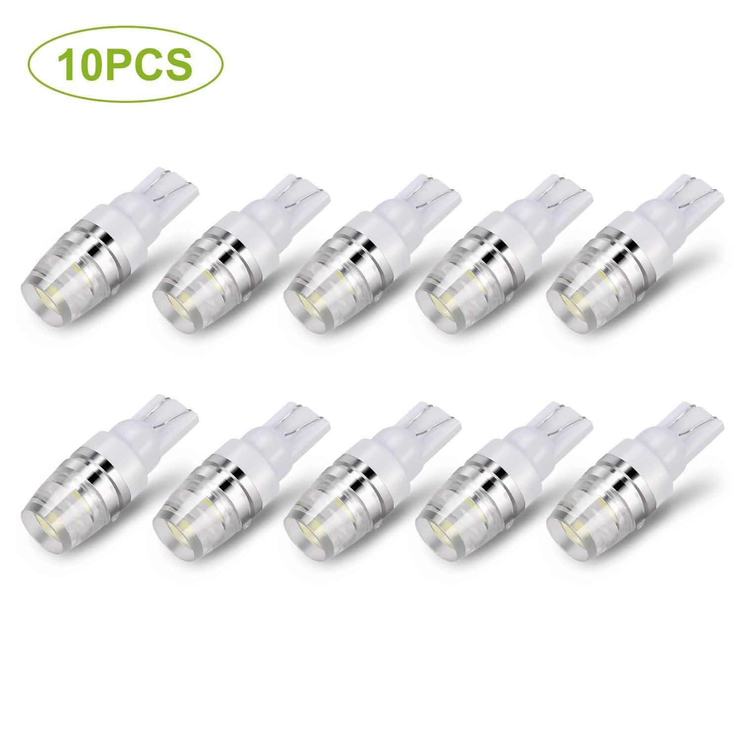 10-Piece: Xenon White Wedge Base LED Bulbs