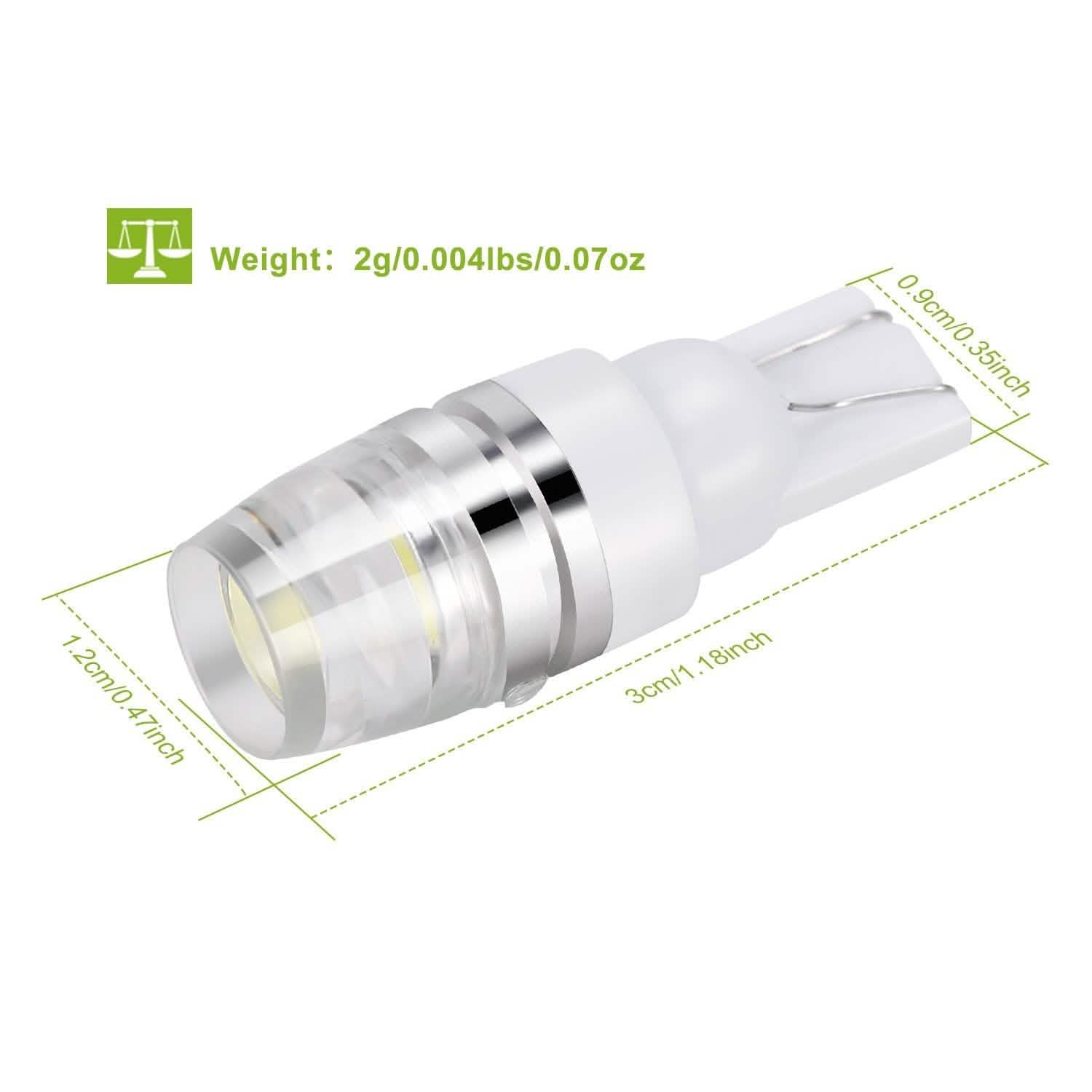 10-Piece: Xenon White Wedge Base LED Bulbs