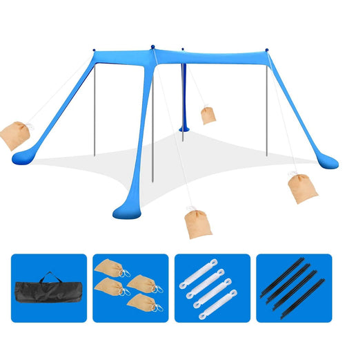 10 x 10 ft Sun Shelter Family Beach Tent Outdoor Shade UPF50+ with Sandbag