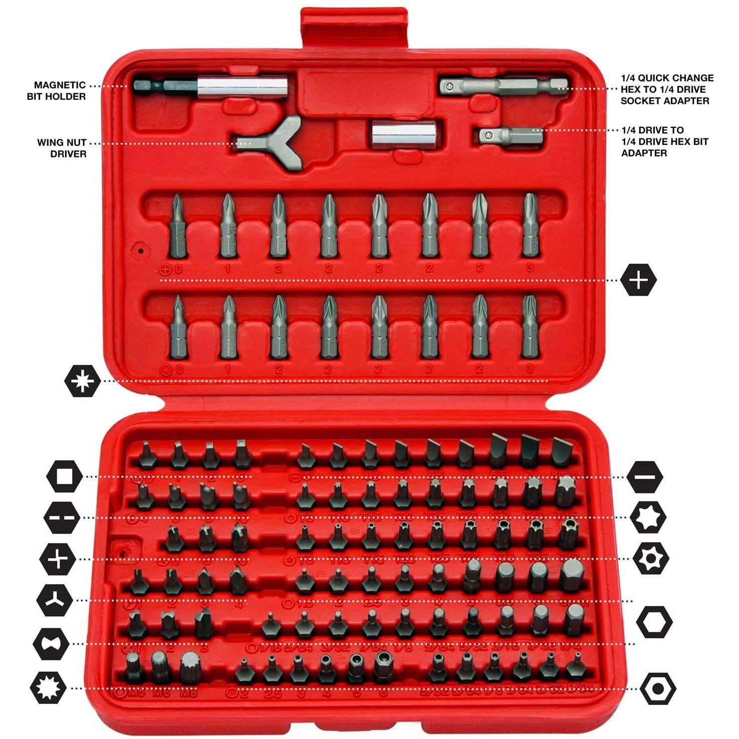 100-Piece: Neiko 10048A Premium Security Bit Set