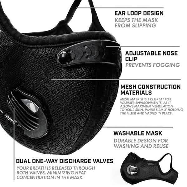 11-Piece Set: Breathable Bacteria-Proof Sport Face Mask with Activated Carbon PM 2.5