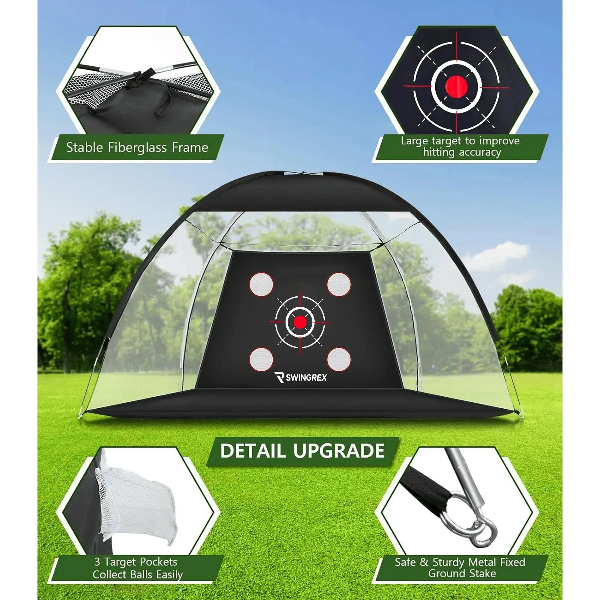 10x7FT Golf Practice Net with Mat & Target – Backyard Driving & Chipping Aid